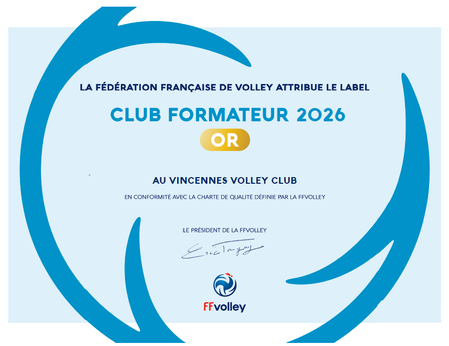 Label club formateur FFVB 2026 - Vincennes Volley Club